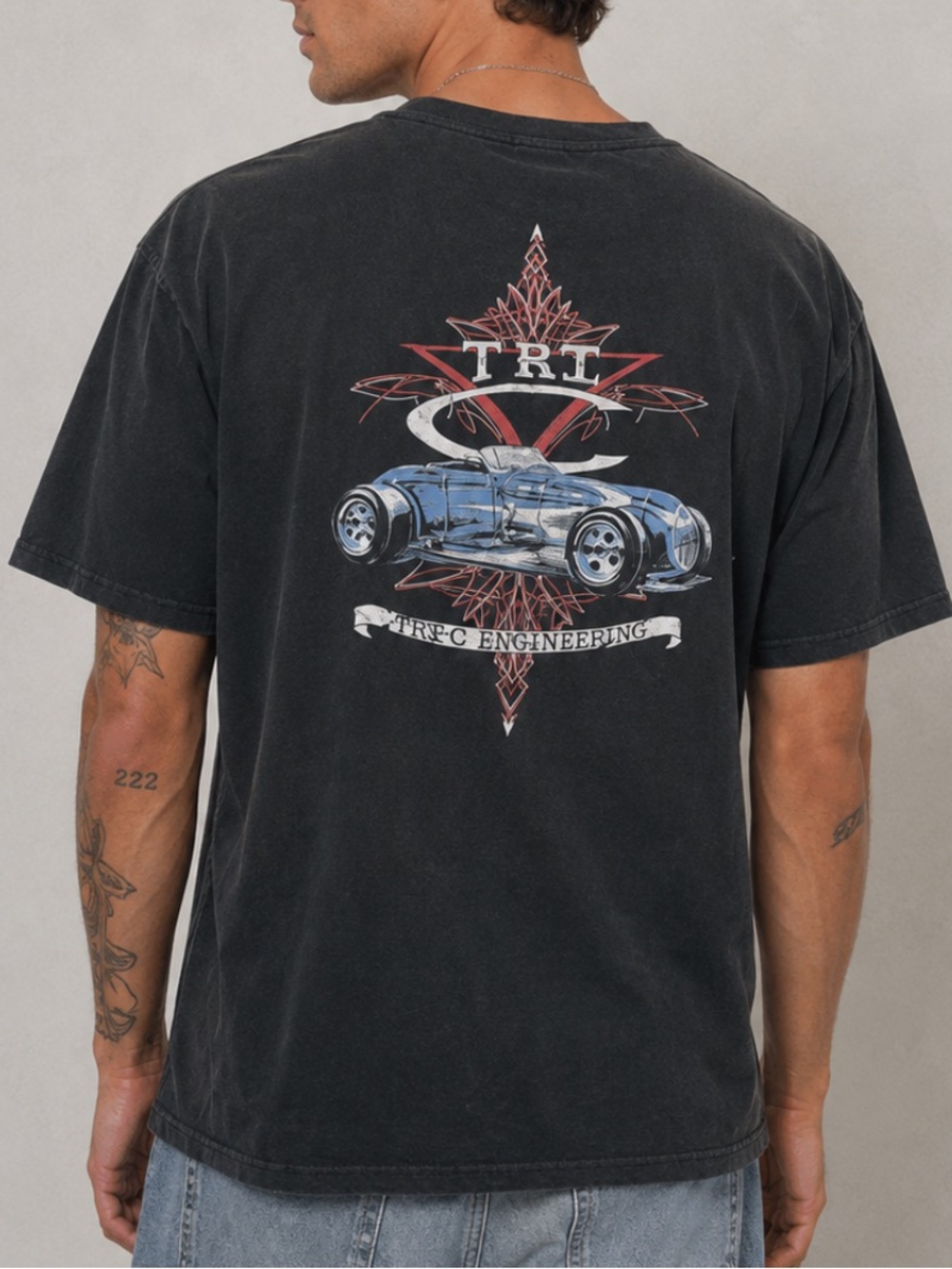 Black Graphic T-Shirt with Car Design